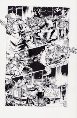 Karl Moline | Soldiers Fighting Action Page - Karl Moline | Anthony’s Comic Book Art