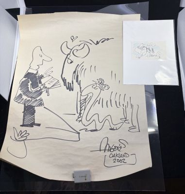 Sergio Aragones | Large Ink Art & Small Groo Commission 2Pc - Signed - 2022 | Anthony’s Comic Book Art