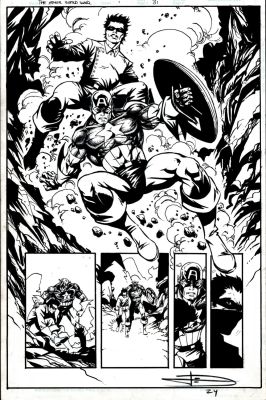Leonardo Manco | Captain America / Nick Fury: the Otherworld War #1 P 31 Splash (Awesome Cap & Bucky Splash!) 2001 | Romitaman