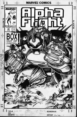 Jim Lee | Lee, Jim & Marc Siry - Alpha Flight #65 Cover, Madison Saving Vindicator From Box Robot | Cool Lines Art