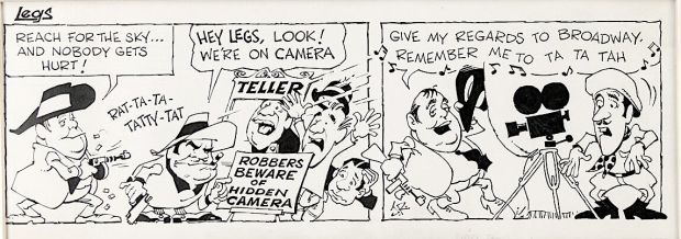 Jack Rickard | Rickard, Jack - Legs Comic Strip Daily B - Gangster Tryout Series - Robbery on Film 1960S | Cool Lines Art