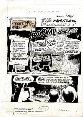 Warren Tufts | Scooby Doo... Where Are You! #13 P 1 Splash (1St Series Splash! Entire Gang in Mystery Machine During Thunder Storm!) Large Art - 1972 | Romitaman