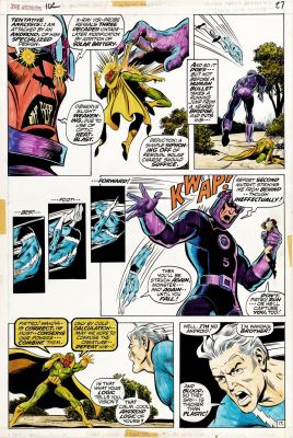Rich Buckler Joe Sinnott - Avengers #102 P 17 (Sentinel #5 Battles the Vision, Quicksilver, & Scarlet Witch!) 1972