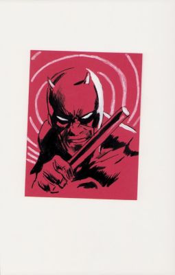 Steve Epting | Daredevil Mixed Media Art Commission on Red Paper | Anthony’s Comic Book Art