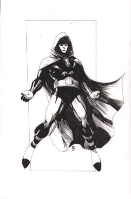 Khoi Pham | Hourman B&W Full Figure Commission - Signed - 2010 | Anthony’s Comic Book Art