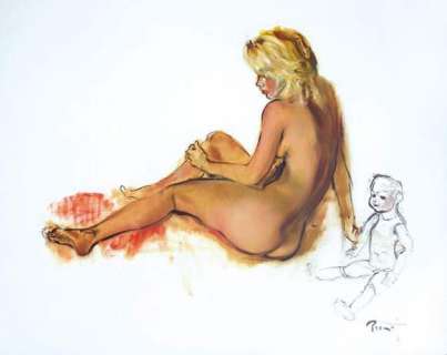 Pierre-Laurent BRENOT . Â« Nu au Poupon Â». Gouache couleurs sur papier | Tessier Sarrou