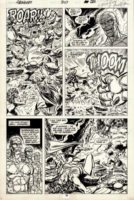 Paul Ryan, Tom Palmer | Avengers #307 P 22 (Thor, Captain America, Namor, She-Hulk, & Gilgamesh All Battle the Lava Beast!) 1989 | Romitaman