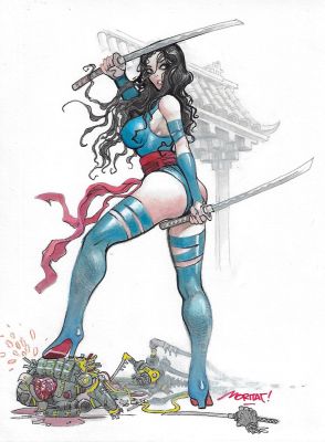Justin (Moritat) Norman | Psylocke Painted Illustration Page Painted Cover | Splash Page