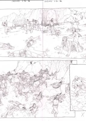 Jacen Burrows – 303 issue 5p12-13 – Double Spread – Garth Ennis | Berserker Art