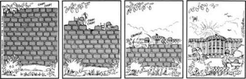 Trudeau, Garry | Garry Trudeau "White House Wall" Doonesbury Daily 9-2-1974 Comic Strip NFT Digital Art Print Original Art #1/1 and... | Heritage