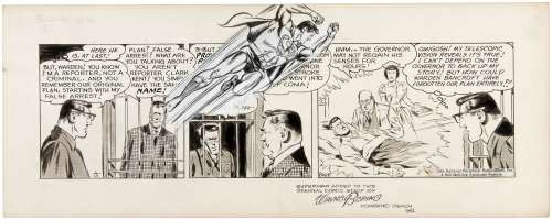 "SUPERMAN" DAILY STRIP ORIGINAL ART REMARQUED BY WAYNE BORING. | Hake’s