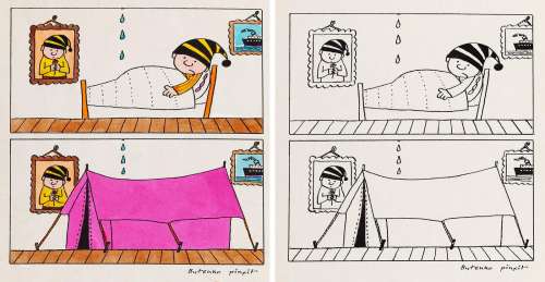 Bohdan Butenko (1931 - 2019) | Bohdan Butenko | Gapiszon - ilustracja do czasopisma "Miś" (zestaw 2 plansz) | Desa Unicum