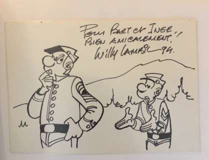 Lambil - Originele tekening - De Blauwbloezen | Catawiki