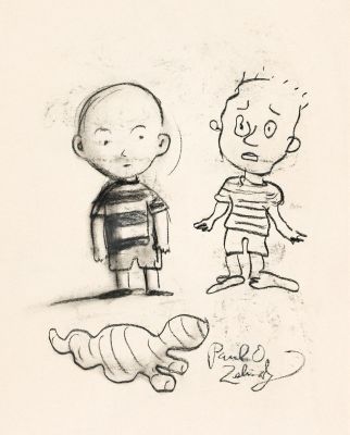 Lot 172 - Paul O. Zelinsky, (b. 1953), Two character illustrations. Circa 1990. | Swann Galleries