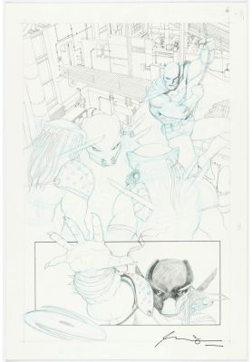 Ariel Olivetti | Superman & Batman Vs Aliens & Predator #1 Page 6 Original Art Splash Featuring Batman & Predators By Ariel Olivetti | ComicArtFans Classifieds