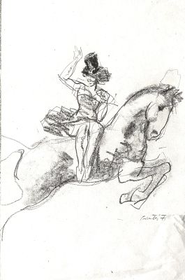 Ferenc Pinter | Original sketch on paper cm. 14x21. Signed. Code 2203. | Segni e Disegni