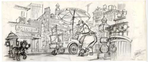 Disney Animation - Original Layout drawing - Oliver & Co - (1988) | Catawiki