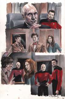 JK Woodward Original Painting Art Page ~ Star Trek Doctor Who Assimilation 2