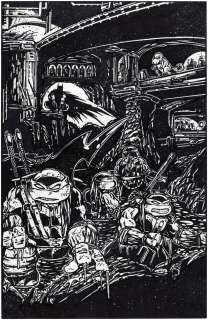 "BATMAN/TEENAGE MUTANT NINJA TURTLES" #4 COMIC BOOK VARIANT COVER ORIGINAL ART BY KEVIN EASTMAN. | Hake’s