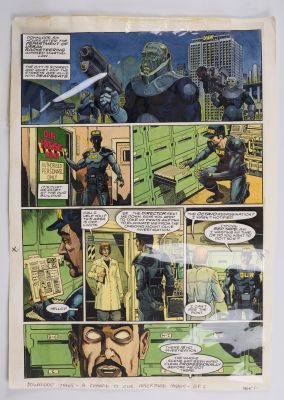 Lot 170 - Chris Weston 2000 AD Downlode Tales ‘City Of Fire Part 2‘ Original Colour Comic Pages (Fleetway,