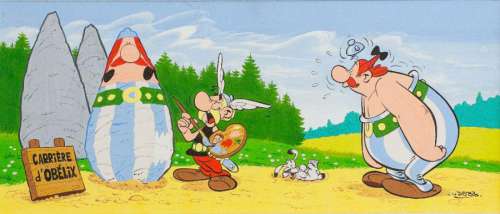 Uderzo | Astérix Exceptionnelle illustration en couleurs directes pour une | Millon