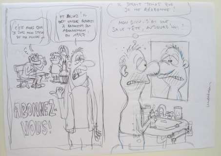 Cromheecke, Luc - 14 Originele schetsen - Reclame abonnementen Spirou | Catawiki