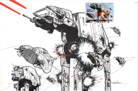 Randy Martinez Star Wars Topps Card Original Art ~ AT-AT