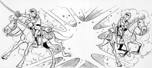 Lambil | Les Tuniques bleues, illustration Ã  l’encre de Ch… | Banque Dessinée