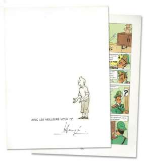 Hergé | CARTE DE VOEUX 1977/1978. LA PLANCHE 22 BIS DE TINTIN ET LES PICAROS. | Coutau Bégarie