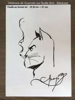Guarnido, Juanjo  - Dédicace de Blacksad sur feuille - (2017) | Catawiki