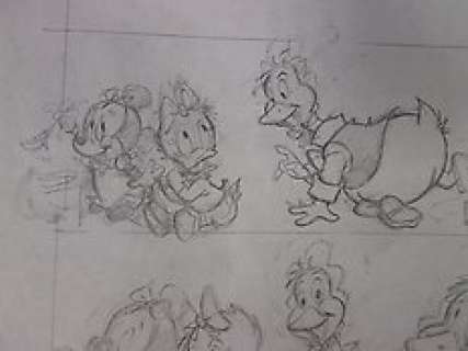  - Mickey WALT DISNEY - Claude MARIN  Dessin Original ( x4 ) - Crayonnés Préparatoires de la BD les bébés Disney 