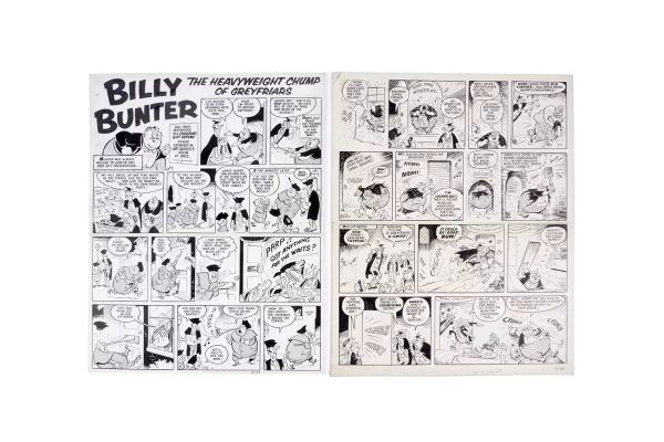 Lot 336 - Two pages of Billy Bunter artwork by Reg Parlett