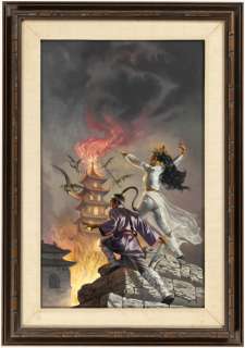 ROWENA FPG TRADING CARD ORIGINAL ART PAINTING FLAMING PAGODA. | Hake’s