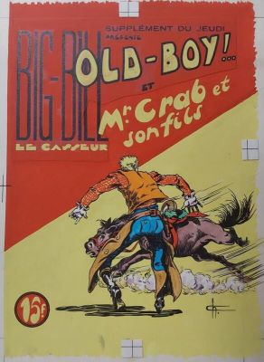 Chott, Atelier Chott (Scénariste), Galep (Concept), Aurelio Galleppini (Concept) | Chott Pierre Mouchot OLD-BOY 9 Tex WILLER Cover Western, Couverture Originale Couleur Directe Gouache 1951 Rare | 2DGalleries