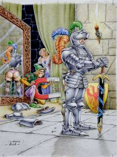 Jean Solé - Fluide Glacial – Couverture – « Le Chevalier » – Illustration originale