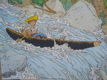 Wasterlain, Marc - Dessin original en couleur - Hommage Ã  Hergé - L’oreille Cassée avec Jeannette Pointu  (2018) | Catawiki