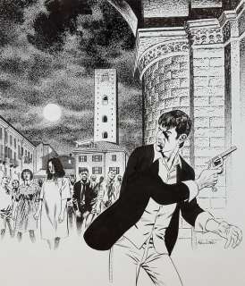 Dylan Dog - illustrazione originale "L’Alba dei Morti Viventi" - Page volante - (2017) | Catawiki