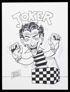 Original Ink Jack-in-the-Box Joker Drawing By Sheldon "Shelly" Moldoff | Goldberg Coins & Collectibles
