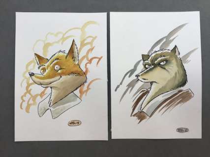 Masbou - 2 Dessins originaux en couleur - De Cape et de Crocs  - (2018) | Catawiki