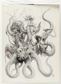 TARZAN VS OCTOPUS ORIGINAL ART BY KEVIN RASEL. | Hake’s