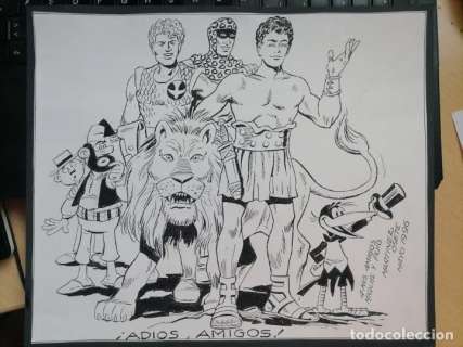 DIBUJO ORIGINAL DE JUAN MARTINEZ OSETE EL PUMA SIMBA KAN (DIBUJANTE DE CAPITAN TRUENO) 32 X 27