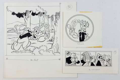 Popeye - 3x Illustr. Originali "Braccio di Ferro" - Page volante | Catawiki