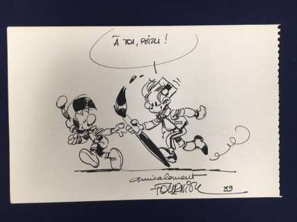 Fournier, Jean-Claude | Fournier, Jean-Claude - Dessin original - Spirou & Bizu - (1989) | Catawiki