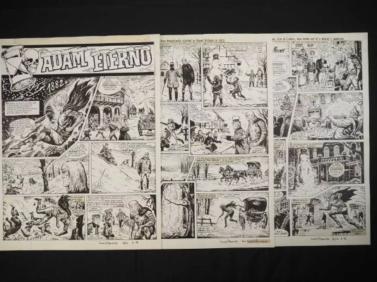 ADAM ETERNO - 3 pages of original black/white interior comic art for this strip, which appeared | Excalibur Auctions