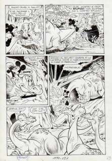 Sergio Asteriti - Tavola originale Disney per Topolino 1592 ‘Topolino e il mistero dei dinosauri‘