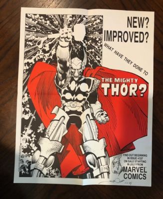 1983 Marvel Thor promo poster w/ original BETA RAY BILL WALTER SIMONSON drawing
