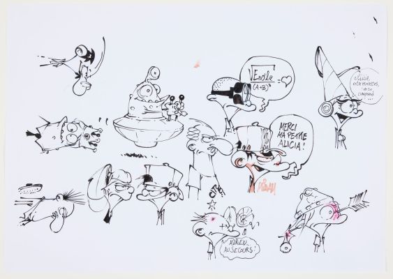 Midam - Dédicace... | Midam - Dédicace : Superbe ensemble de dessins représentant... | Tessier Sarrou