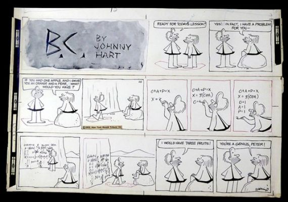 RARE B.C EARLY ORIGINAL SUNDAY COMIC STRIP 8/23/59 JOHNNY HART (1931–2007)