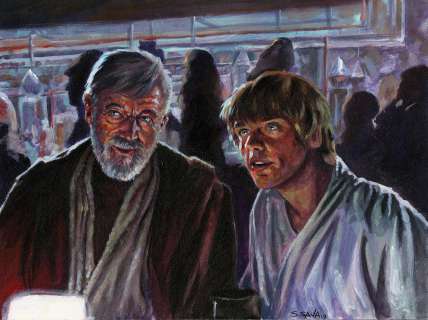 Star Wars Alec Guinness â€œObi-Wan Kenobiâ€ and Mark Hamill â€œLuke Skywalkerâ€ painting by Scott Sava. | Profiles in History
