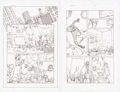 Jason Pearson - Ultimate Spider-Man Special #1 Story Page Original Art Group of 6 (Marvel, 2002).